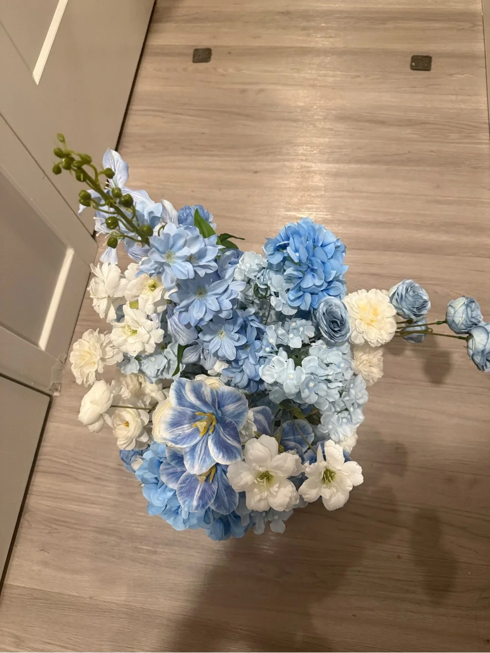 Blue Artificial Floral Arrangement Centerpiece - wedding, baby shower